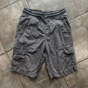 Gray Cargo Shorts with Elastic Drawstring Waist